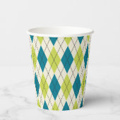 Gobelets En Papier Jacquard Bleu Et Vert (Verso)