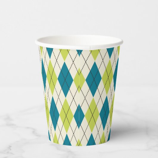 Gobelets En Papier Jacquard Bleu Et Vert (Droite)