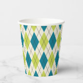 Gobelets En Papier Jacquard Bleu Et Vert (Recto)