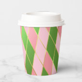 Gobelets En Papier Jacquard rose et vert chic (Verso)