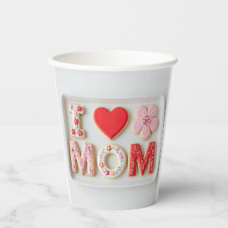 Gobelets En Papier j'aime la fête des mères de maman