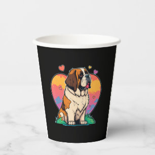 Gobelets En Papier J'Aime Mon Saint-Bernard Chien