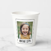 Gobelets En Papier Jalon vintage Anniversaire Garde photo (Recto)