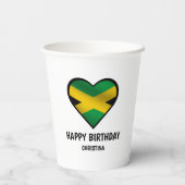 Gobelets En Papier Jamaïcain Jamaïcain Drapeau coeur heureux annivers (Verso)