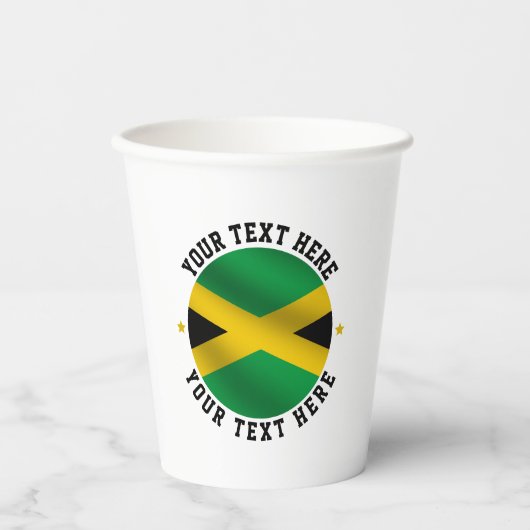 Gobelets En Papier Jamaïcain Round Text Drapeau jamaïcain (Recto)