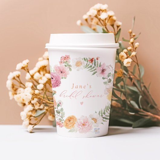 Gobelets En Papier JANE Blush Fleurs et Prosecco pour une Mariée