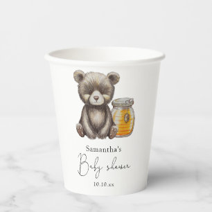 Gobelets En Papier Jar de miel et baby shower d'ours en peluche