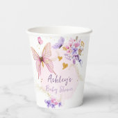 Gobelets En Papier Jardin à papillon floral rose violet fille Douche (Verso)