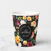Gobelets En Papier Jardin anglais Fleurs d'été Texte de mariage perso (Verso)