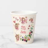 Gobelets En Papier Jardin aux fraises magiques Pixie 1er anniversaire (Recto)