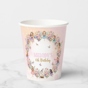 Gobelets En Papier Jardin de fées fleur fantaisiste 6ème anniversaire