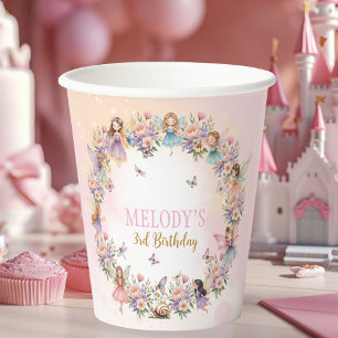 Gobelets En Papier Jardin de fées floral fantaisiste pour 3ème annive