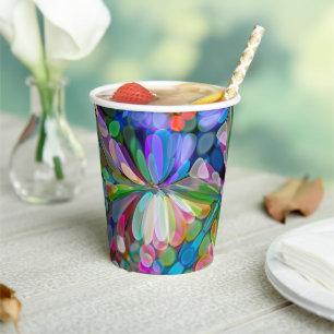 Gobelets En Papier Jardin de Fleur sauvage de libellules Abstrait Flo