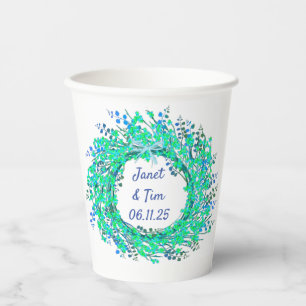 Gobelets En Papier Jardin Délices : Couronne florale Fête Ruban Vert
