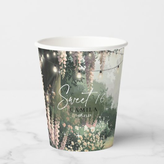 Gobelets En Papier Jardin enchanté Sweet 16 rose ID1163 (Recto)