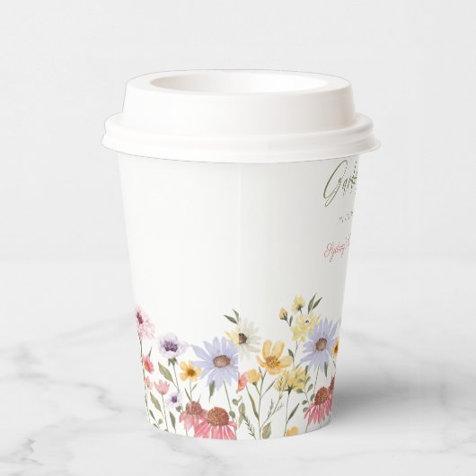 Gobelets En Papier Jardin Fleur sauvage aquarelle Floral Anniversaire (Droite)