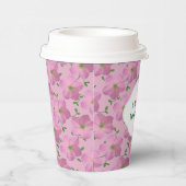 Gobelets En Papier Jardin Floral rose Geranium n'importe quel texte s (Droite)