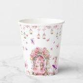 Gobelets En Papier Jardin floral rose pâle Jardin d'anniversaire (Recto)