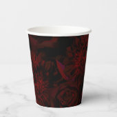 Gobelets En Papier Jardin foncé Rouge Fleurs romantiques Mariage goth (Verso)