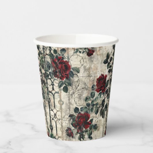 Gobelets En Papier Jardin gothique victorien Rose Motif (Gauche)