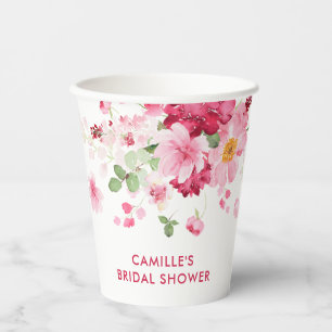 Gobelets En Papier Jardin Rose Fleurie Baby Shower Mariage