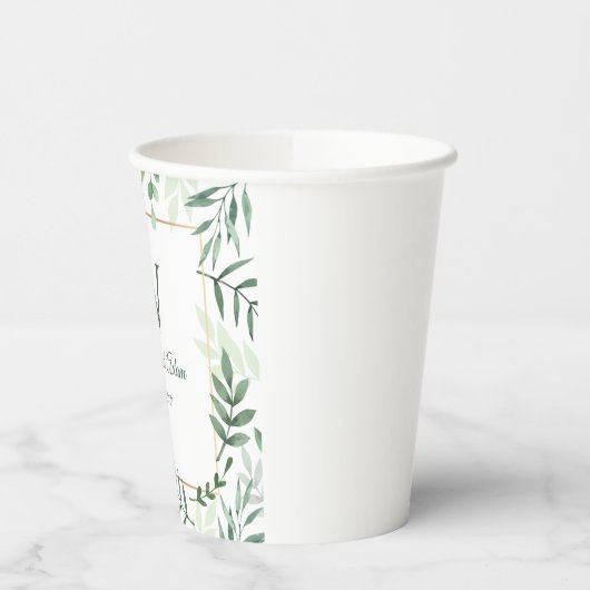 Gobelets En Papier Jardin verdoyant Plaques de papier Mariage initial (Gauche)