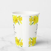 Gobelets En Papier Jaune Aquarelle Daffodiles 50e fête d'anniversaire (Droite)