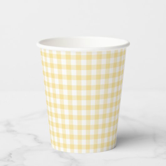 Gobelets En Papier Jaune canari gingham classique (Verso)