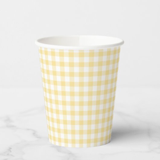 Gobelets En Papier Jaune canari gingham classique (Gauche)