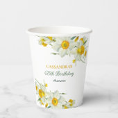 Gobelets En Papier Jaune Daffodique Blanc Rustique Floral Anniversair (Verso)