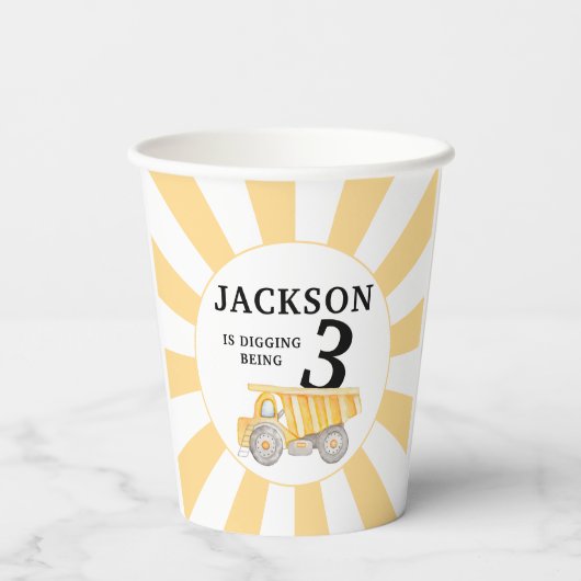 Gobelets En Papier Jaune en construction garçon tasses de papier d'an (Verso)