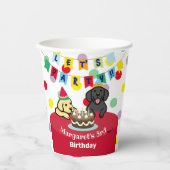 Gobelets En Papier Jaune et Noir personnalisées Labradors Anniversair (Recto)