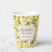 Gobelets En Papier Jaune Floral Rose Parties scintillant or Anniversa (Verso)