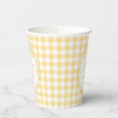 Gobelets En Papier Jaune Gingham Coquette Noce de Bébé (Gauche)
