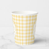 Gobelets En Papier Jaune Gingham Coquette Noce de Bébé (Droite)