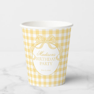 Gobelets En Papier Jaune Gingham Coquette Noeud Papillon Shower de Ma