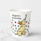 Gobelets En Papier Jaune Labrador Confetti fête d'anniversaire (Recto)