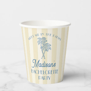 Gobelets En Papier Jaune Palm Spring Pastel Plage Enterrement de Vie