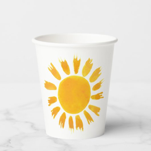 Gobelets En Papier Jaune Sun fête d'anniversaire (Recto)