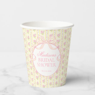 Gobelets En Papier Jaune Vintage Élégant Floral Réception de Mariage