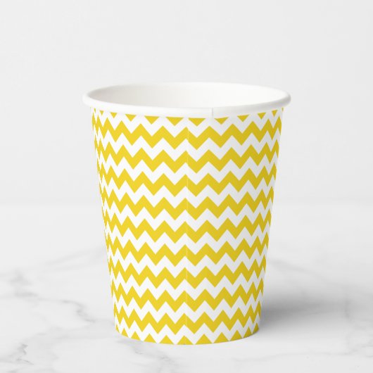 Gobelets En Papier Jaune Zigzag, Jaune Chevron, Motif géométrique (Droite)