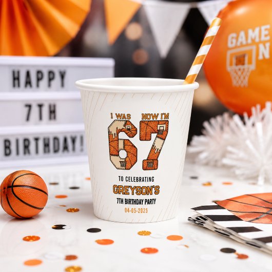Gobelets En Papier J'avais 6 ans maintenant j'ai 7 ans Basket-ball –