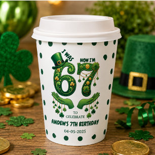 Gobelets En Papier J'avais 6 ans maintenant j'ai 7 ans garçon St. Pat