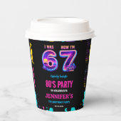 Gobelets En Papier J'avais 6 ans Maintenant j'ai 7 ans Rétro Néon 7èm (Recto)
