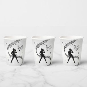 Gobelets En Papier Jazz Dance Silver Music Tasses Papier
