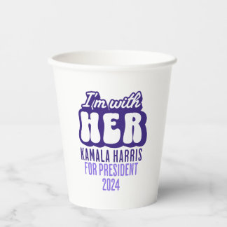 Gobelets En Papier Je suis avec son texte Kamala Harris pour le Prési