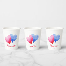 Je t'aime mignon Coeur rouge et bleu Anniversaire