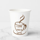 Gobelets En Papier Je t'aime un design romantique récent (Recto)