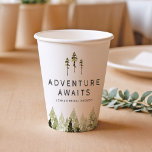 Gobelets En Papier JENNA Rustic Watercolor Pine Tree Fête des mariées<br><div class="desc">La collection de Fêtes des mariées Jenna comprend de magnifiques pins aquarelles et une combinaison de polices rustiques. Cette collection est parfaite pour votre événement d'aventure en montagne.</div>