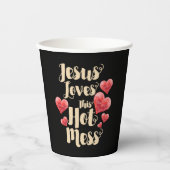 Gobelets En Papier Jésus Aime Ce Mess Chaud Dit : (Recto)